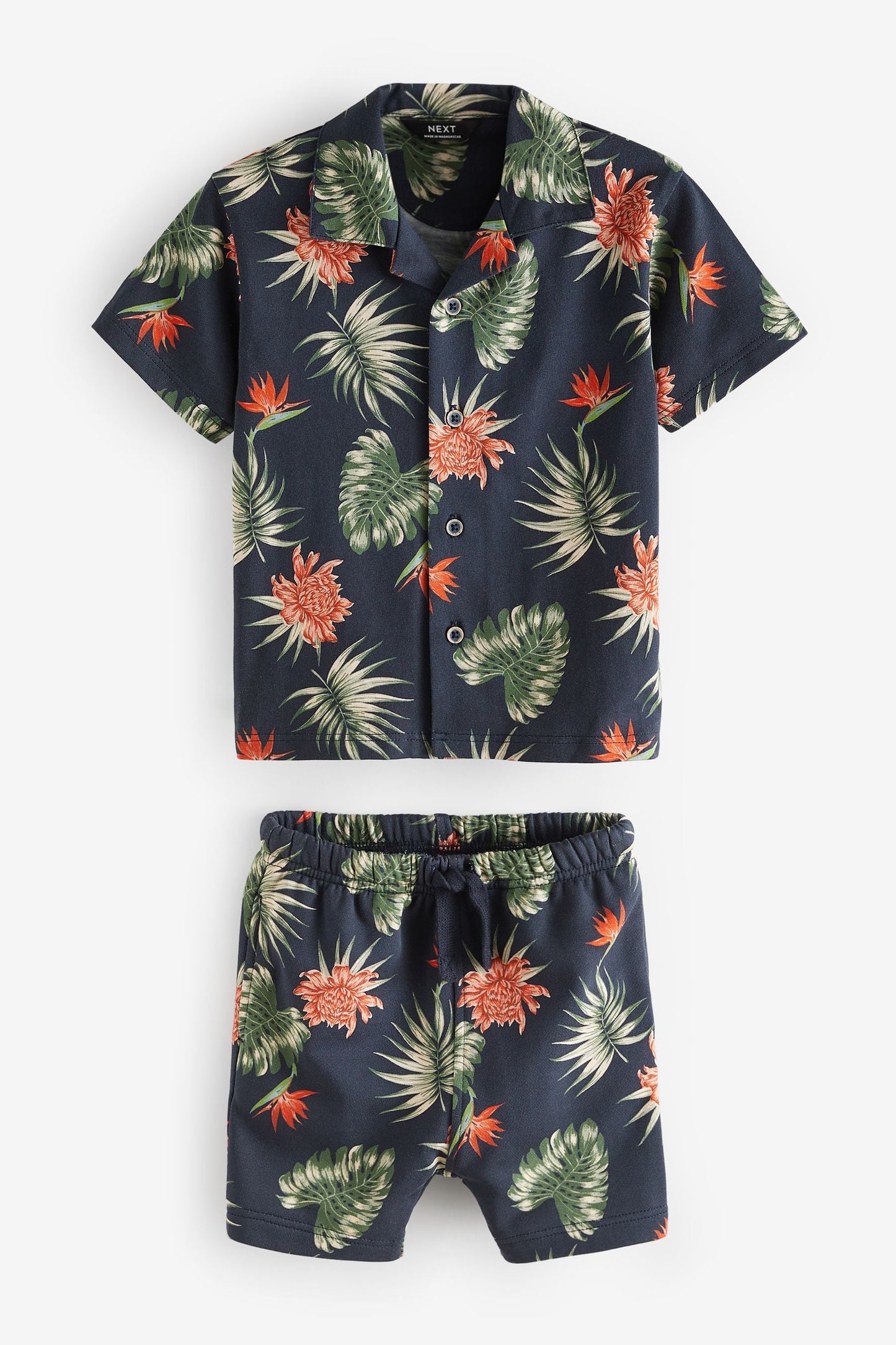 Short Sleeve Pattern Shirt and Shorts Set