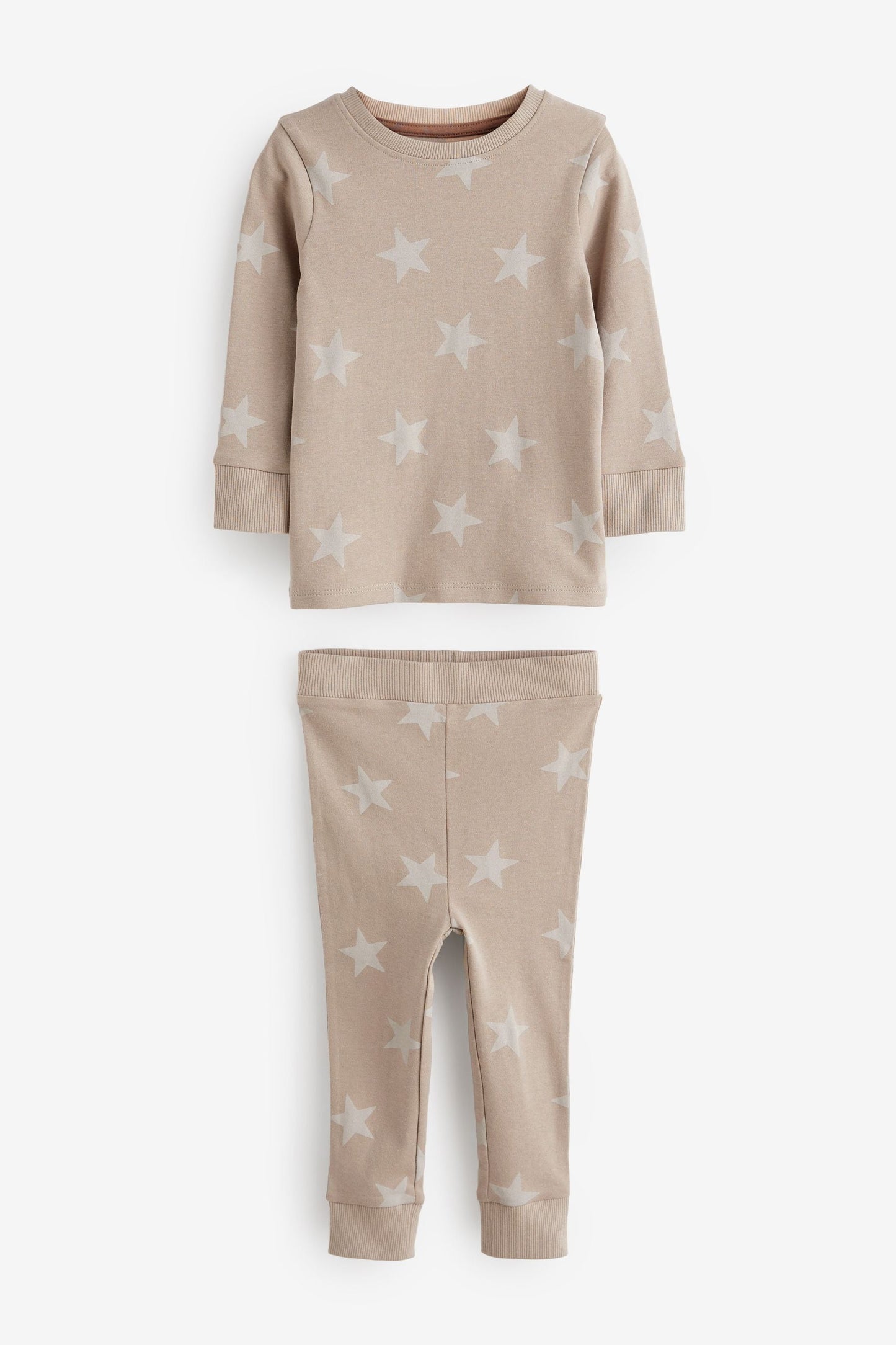 Neutral Star Snuggle Long Sleeve Pyjamas - Light Brown