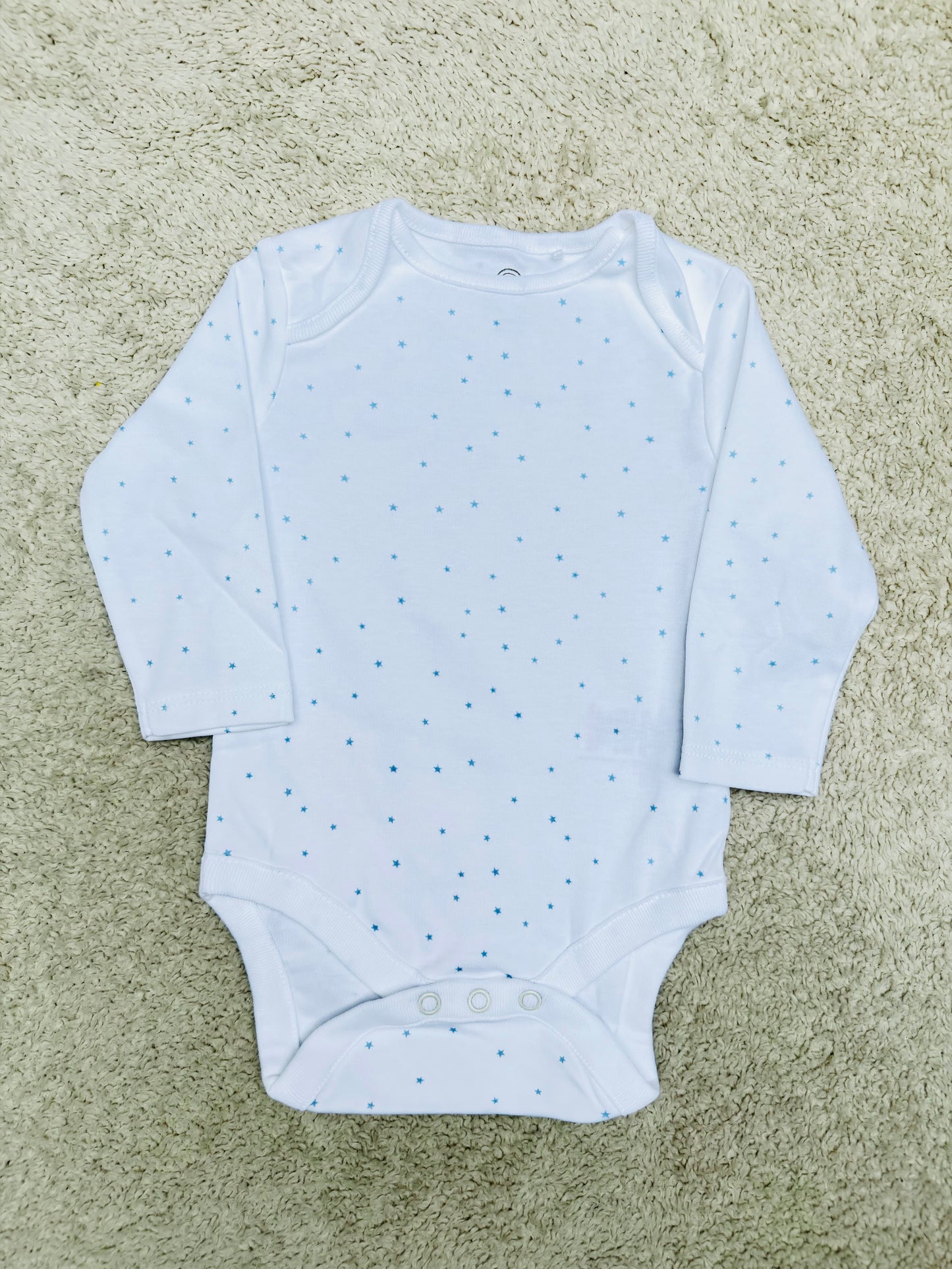 White Blue Stars Baby Long Sleeve Bodysuit
