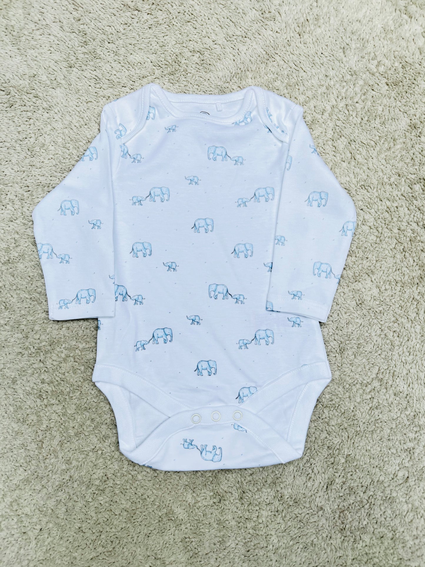 White Elephant Baby Long Sleeve Bodysuit