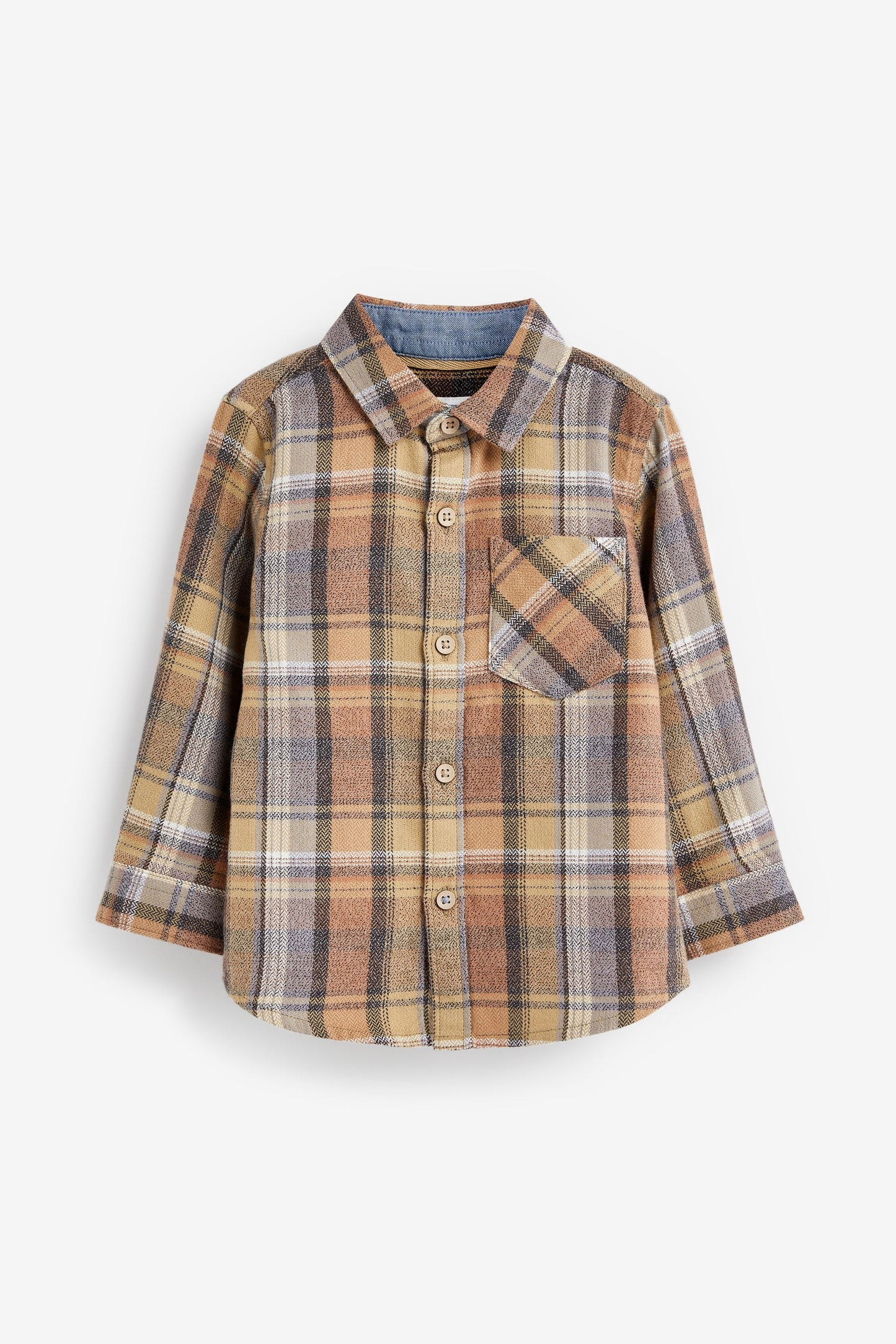 Tan Brown Long Sleeve Check Shirt