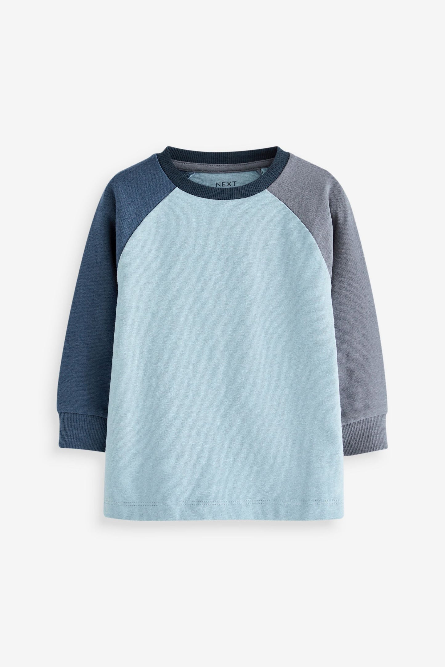 Blue Cosy Colourblock 100% Cotton Long Sleeve T-Shirt
