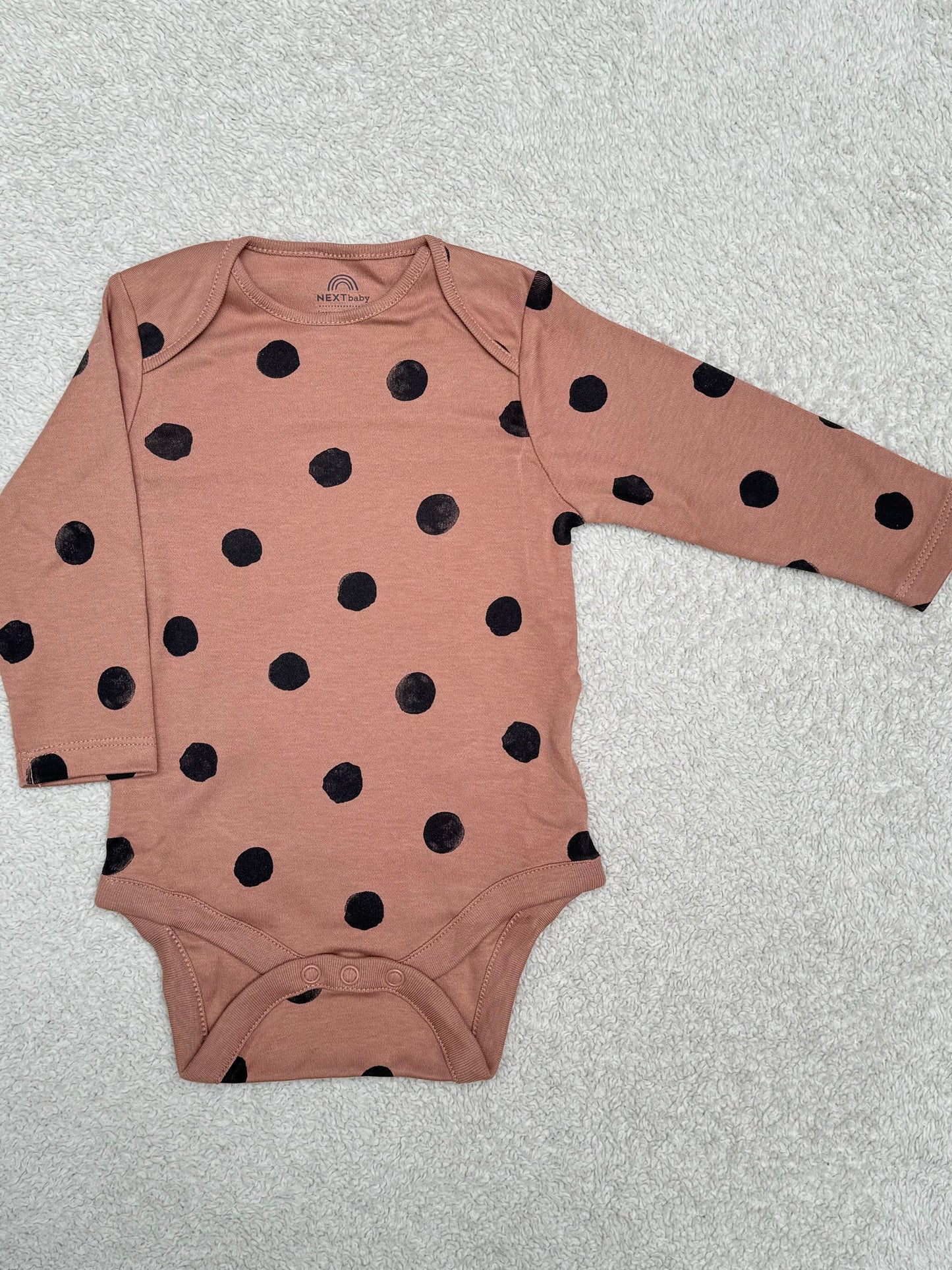 Neutral Peach Black Large Spots Long Sleeve Bodysuit