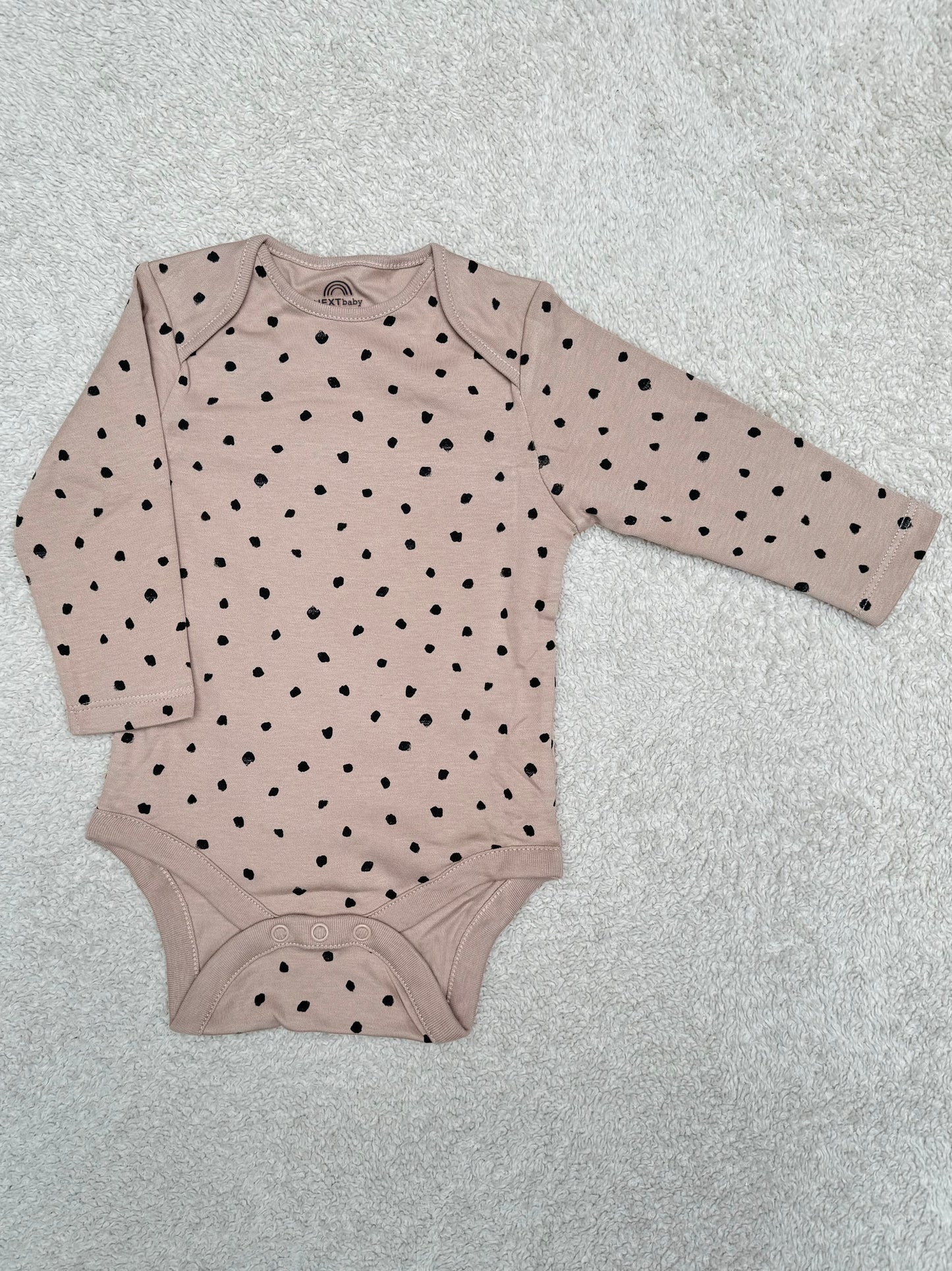 Neutral Peach Black Spots Long Sleeve Bodysuit