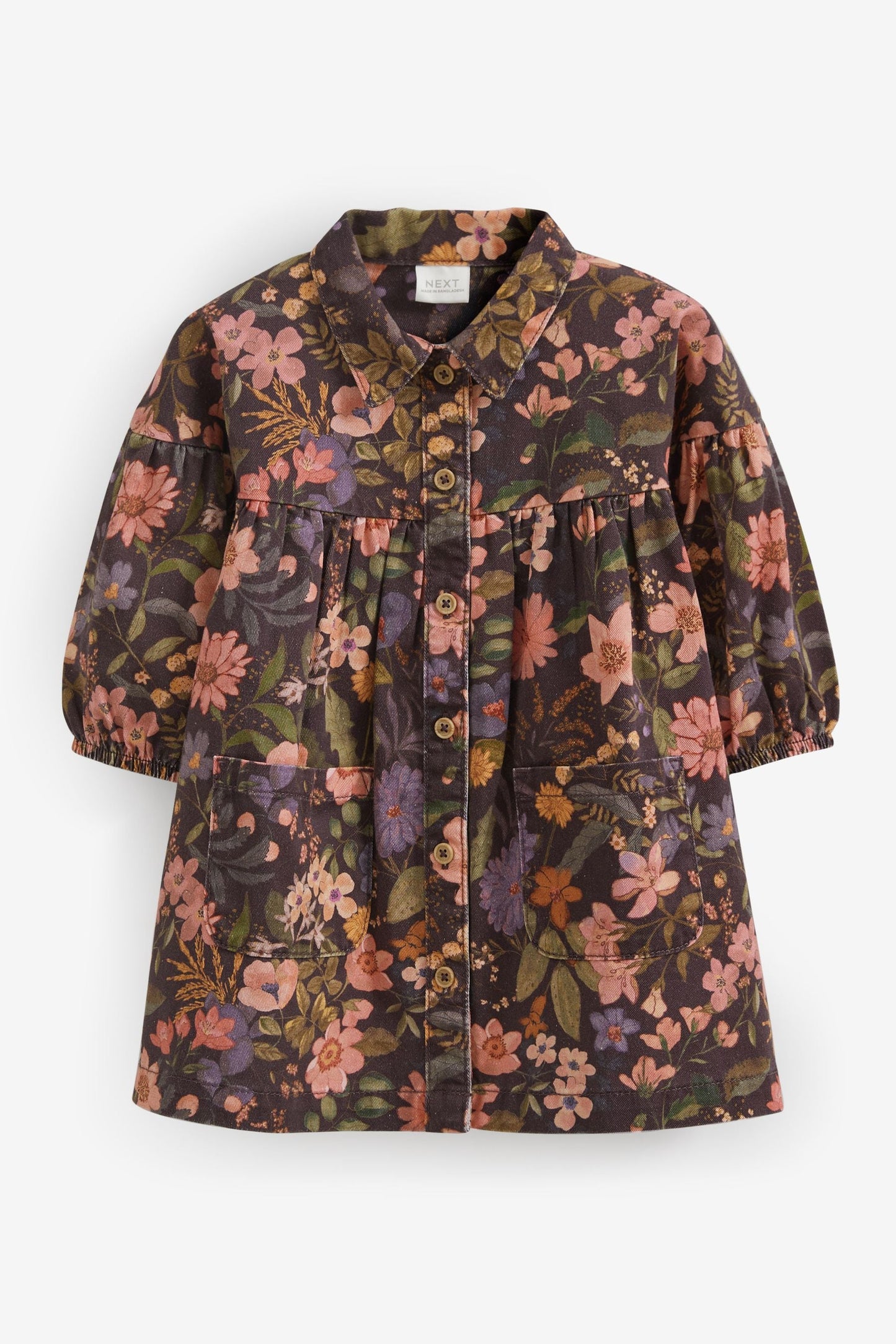 Chocolate floral print cotton shirt
