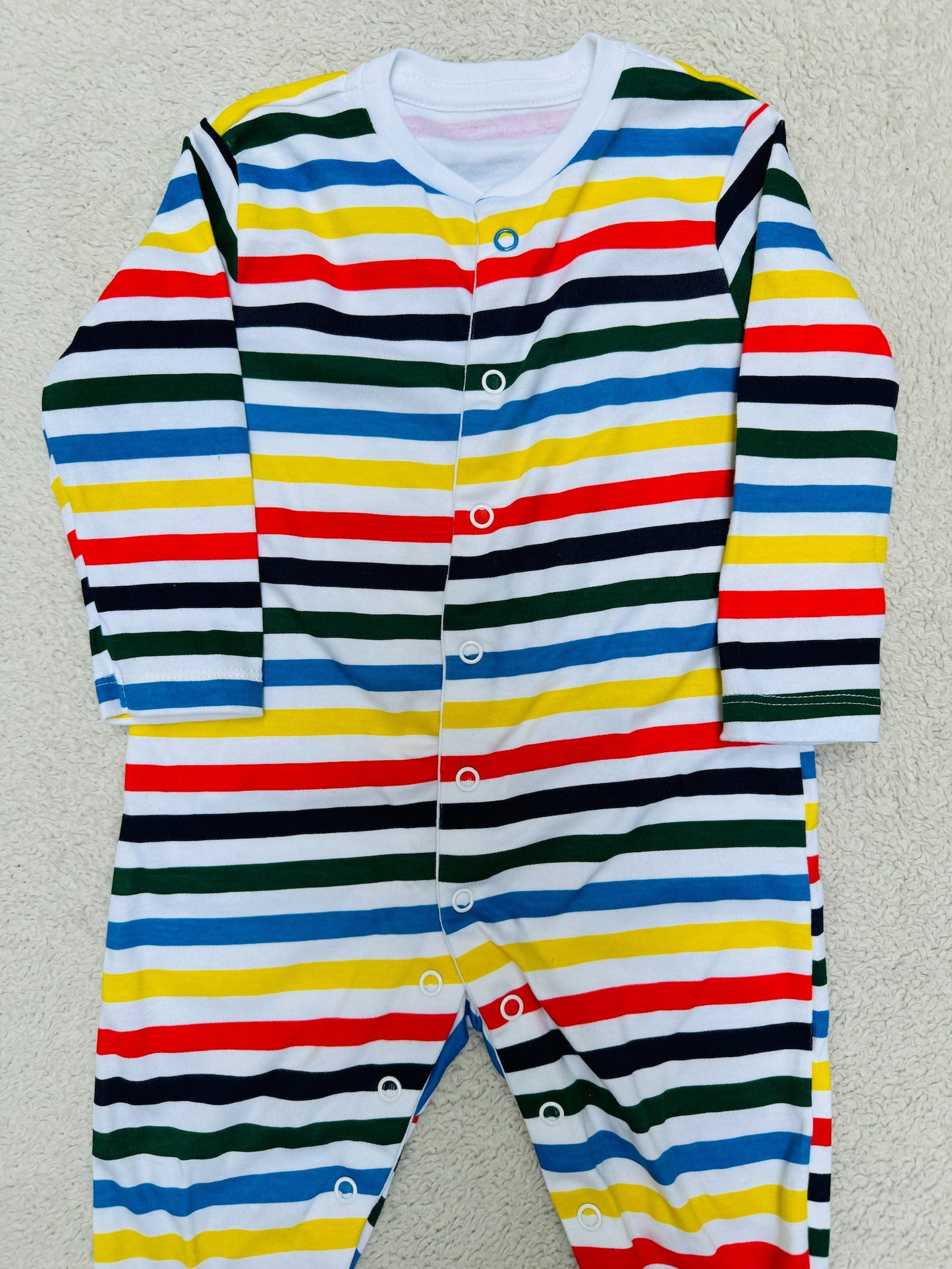 White Sleepsuit with Stripes