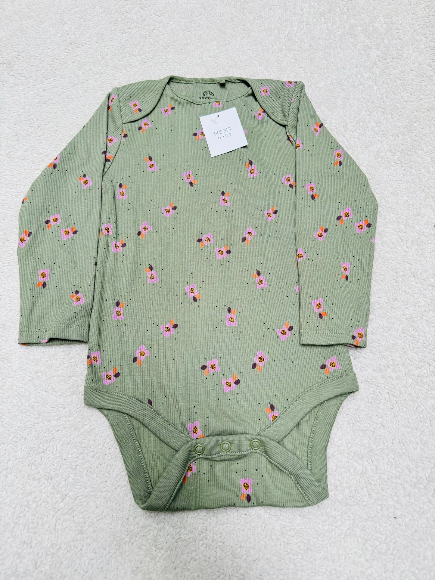 Long sleeves bodysuit green with flowers