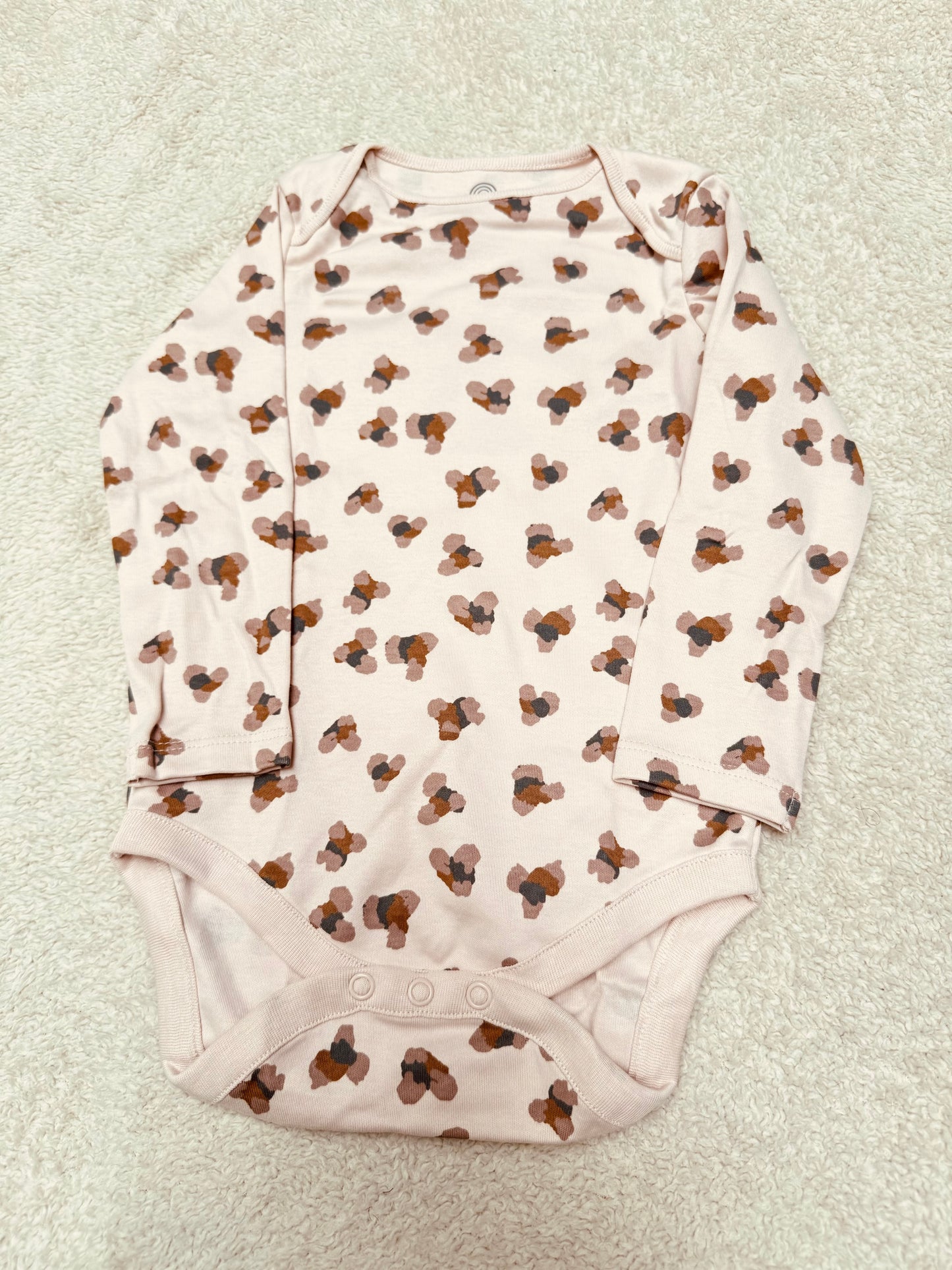 Long sleeves bodysuit light pink abstract