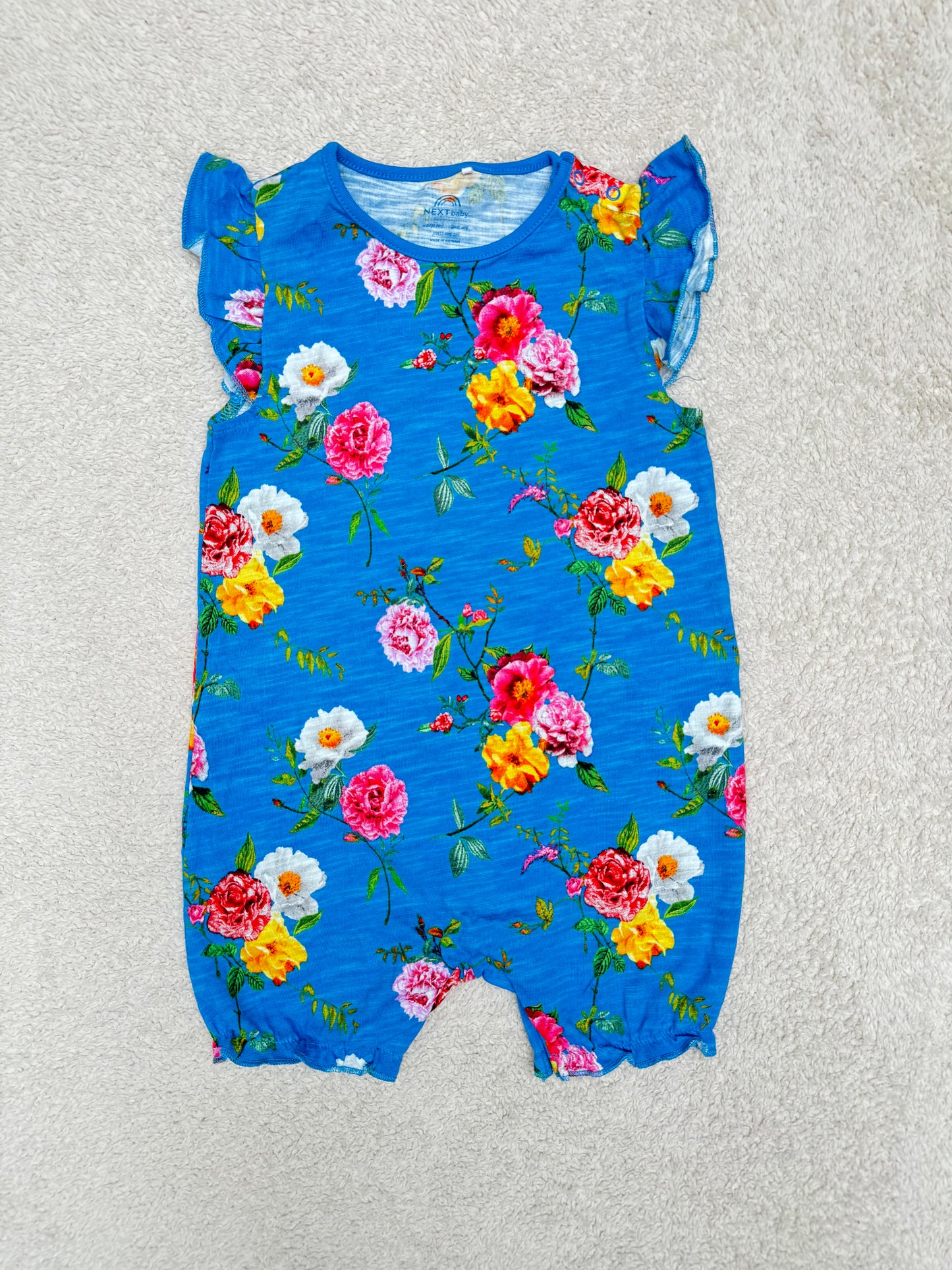 Blue Floral Romper Sleeveless