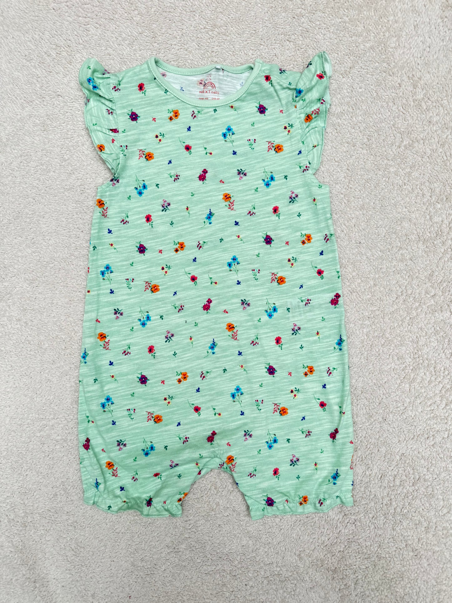 Green Floral Romper Sleeveless