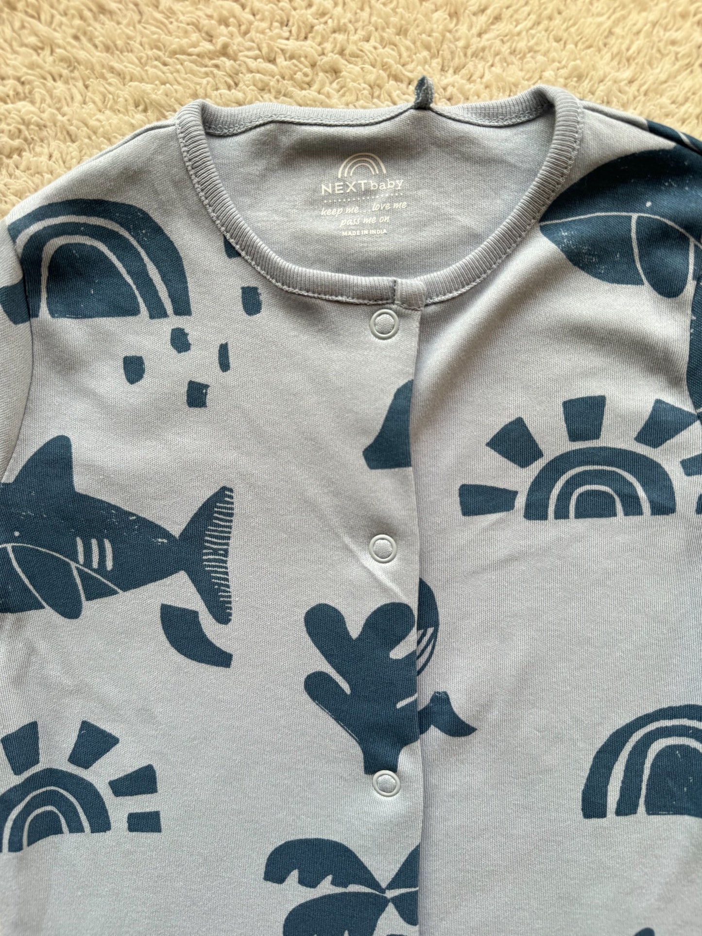 Jumper - Navy shark on blue