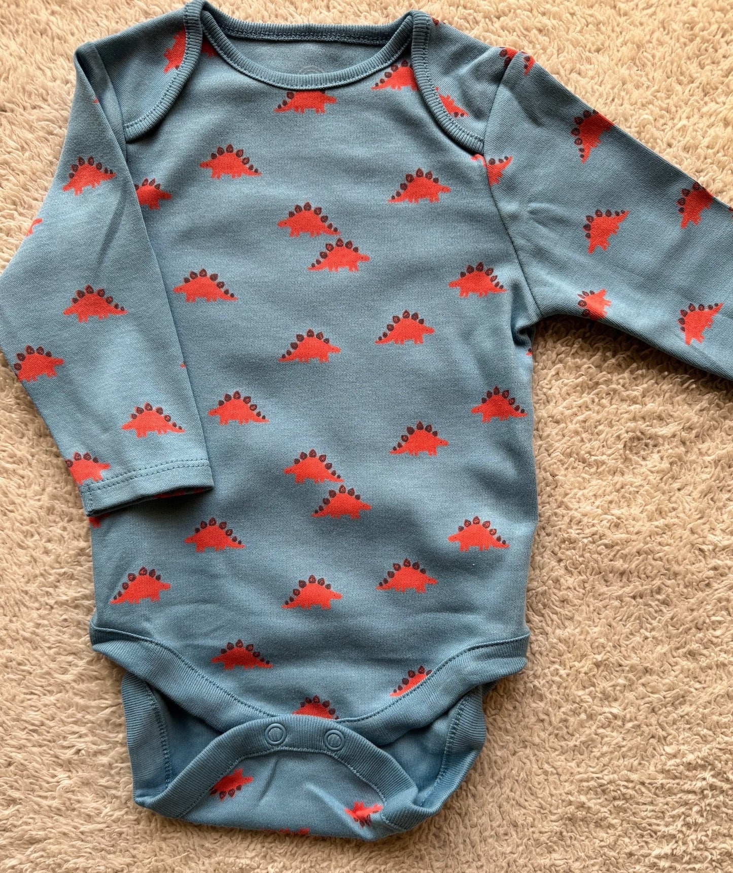 Bodysuit - Orange dino on blue