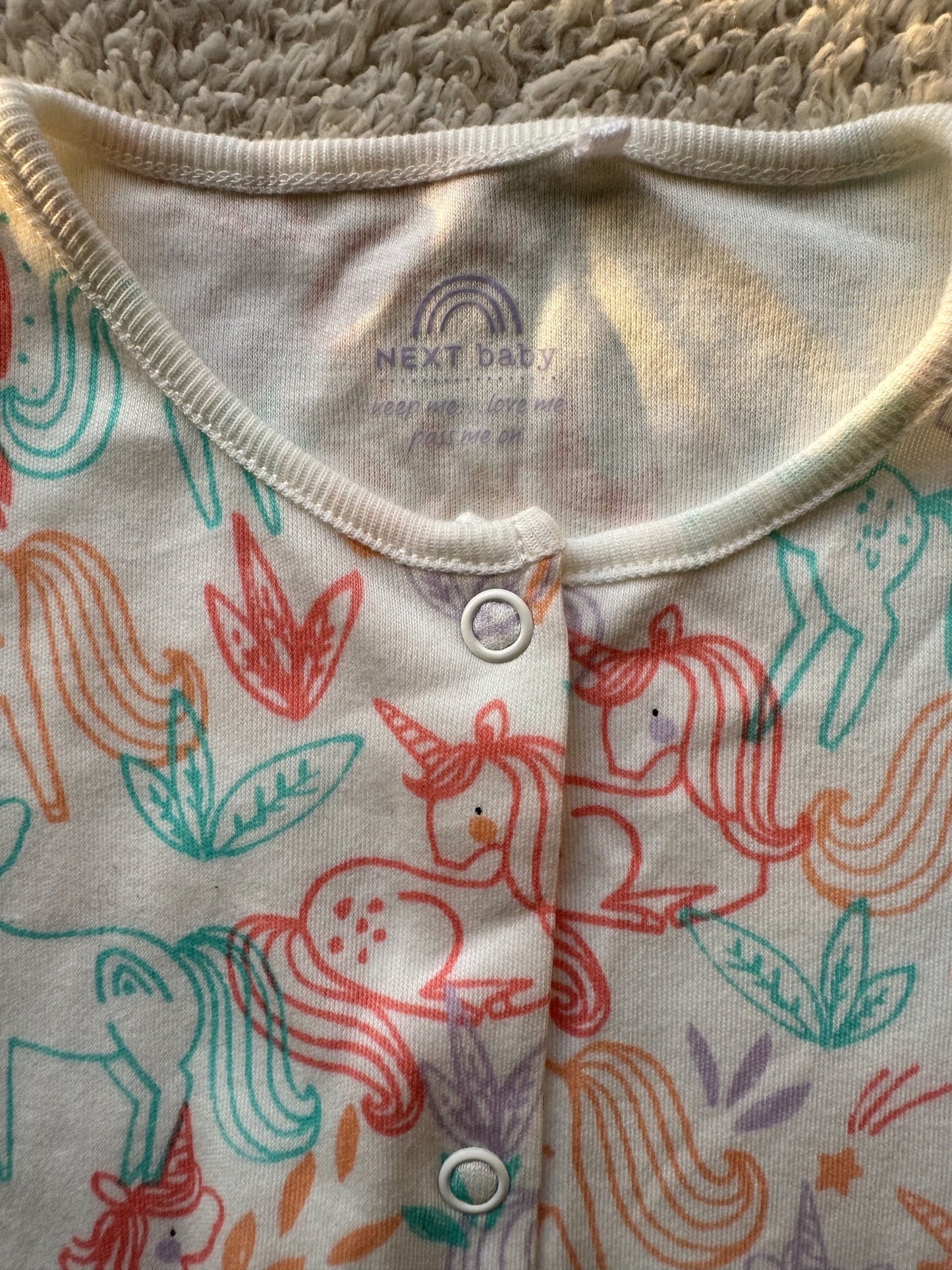 Bodysuit - Multi coloured unicorns on white
