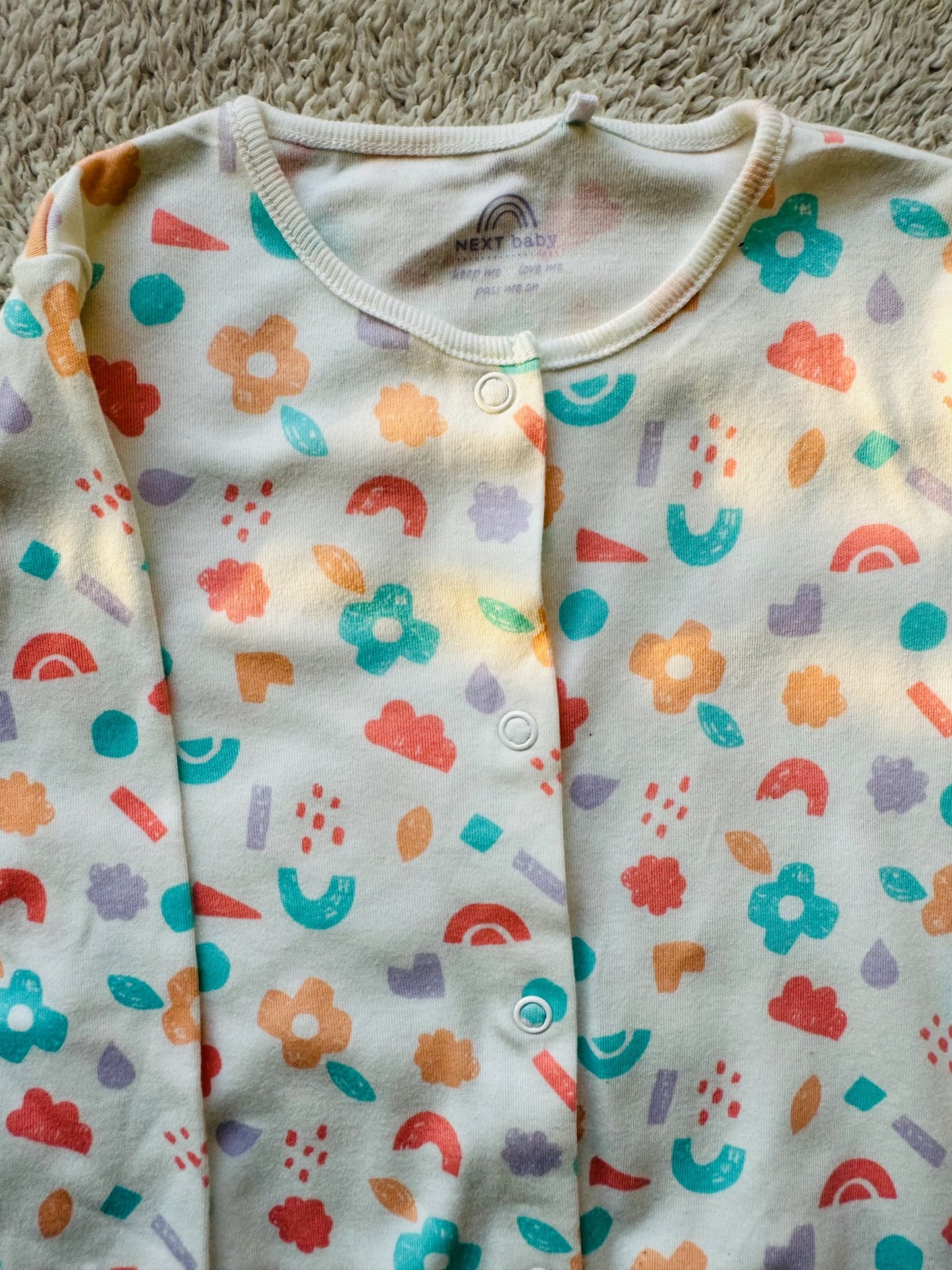 Bodysuit - Multi coloured shapes on white