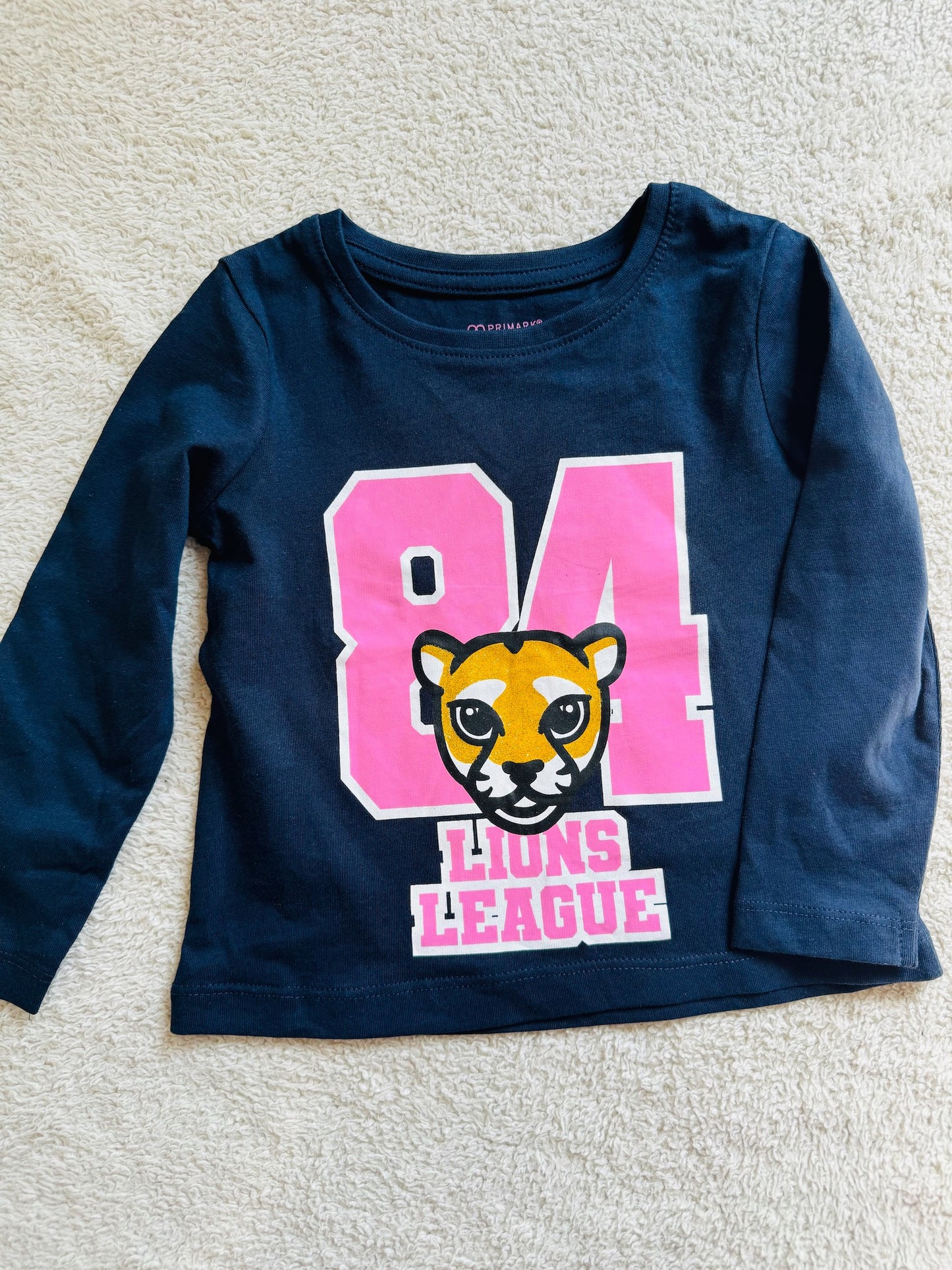 Round neck full sleeves tshirt Navy Blue and Pink