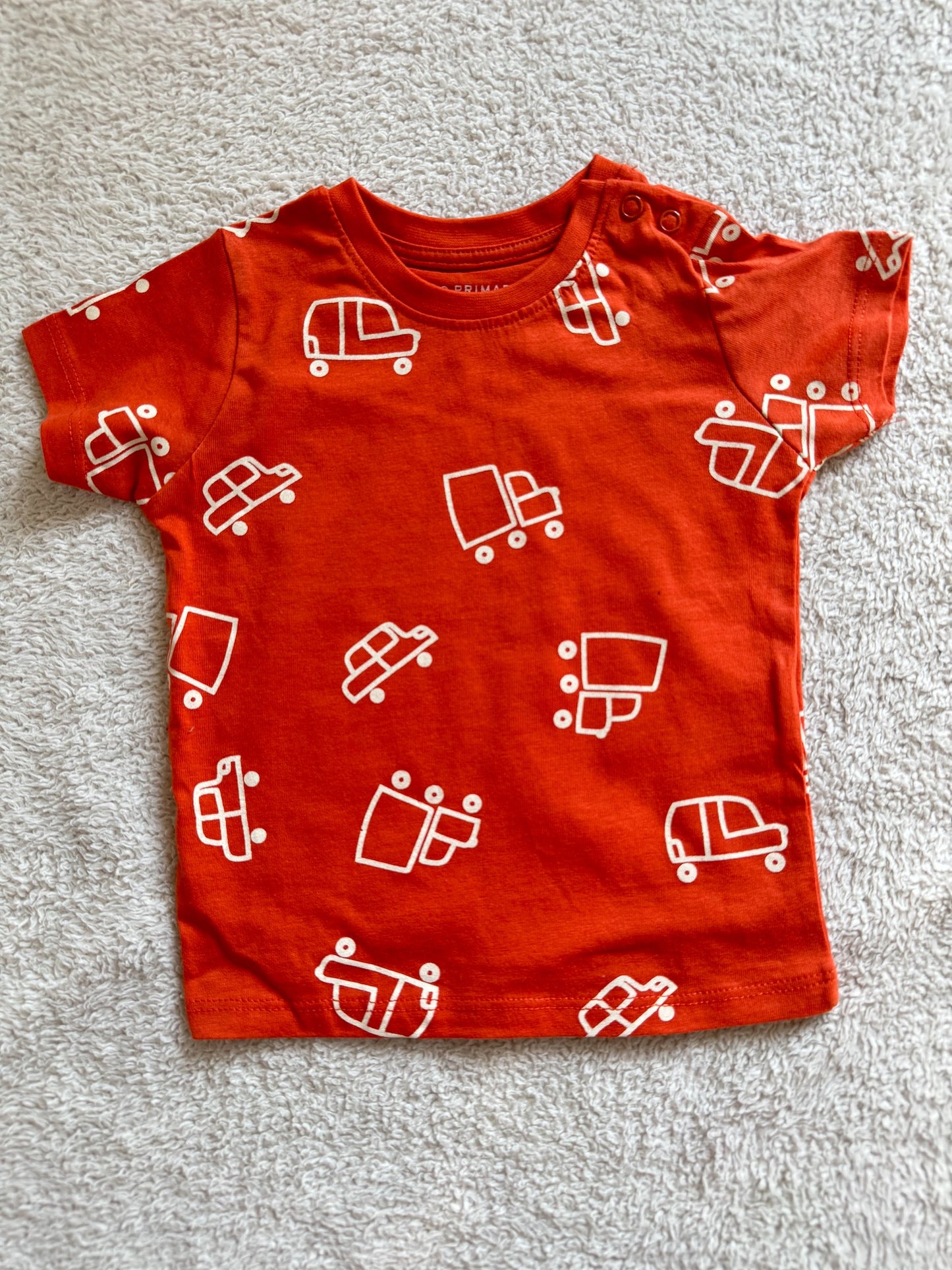 Round neck half sleeves tshirt Orange trucks