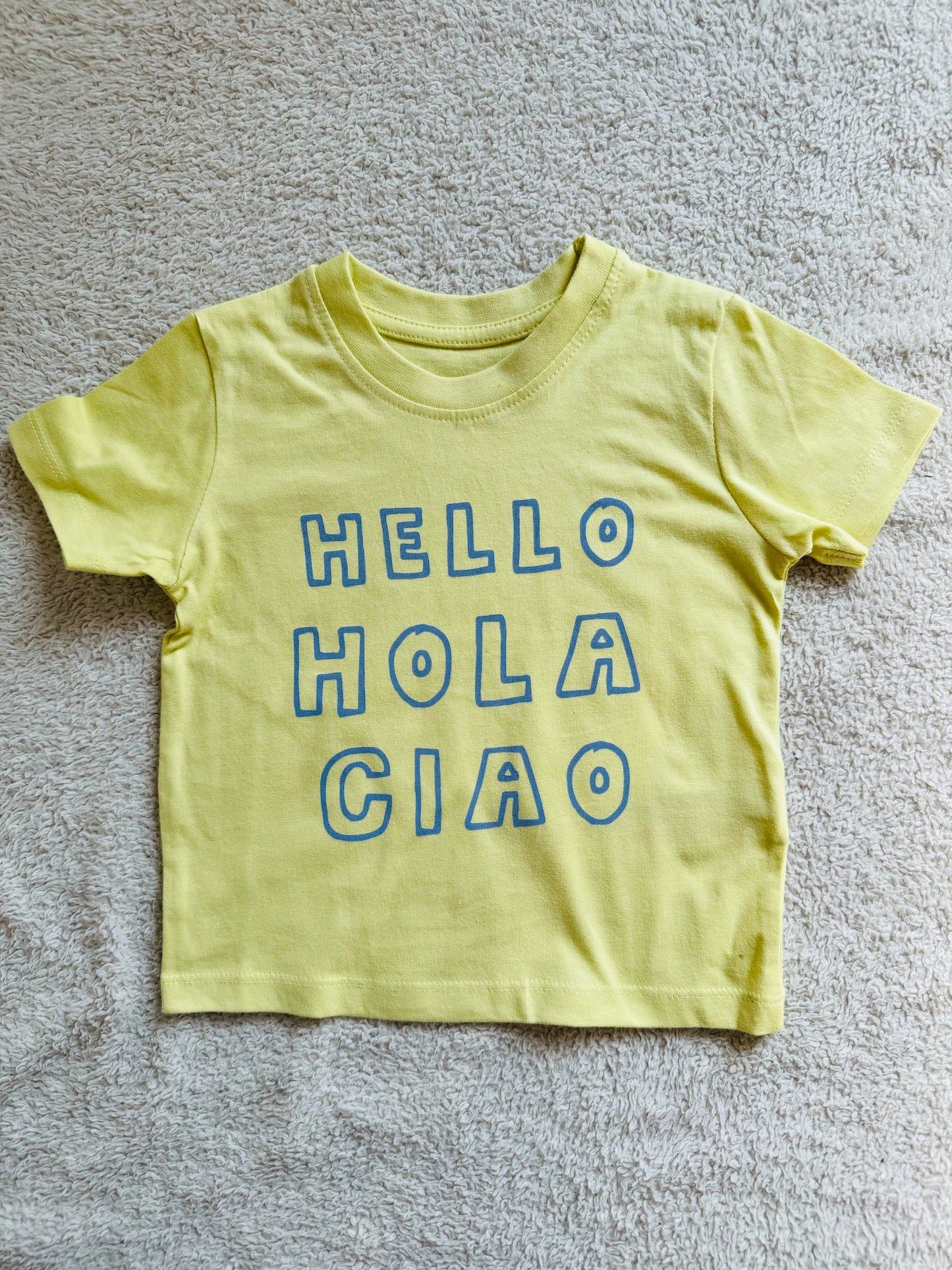 Round neck half sleeves tshirt Yellow Hello