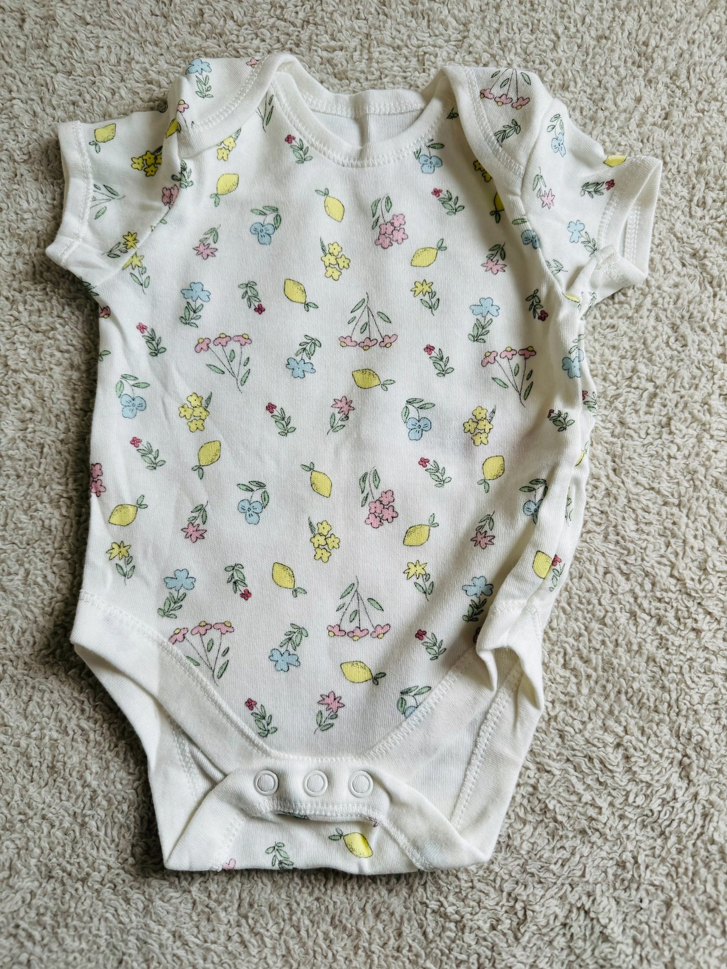 Half sleeves bodysuit - Multi flowers lemon white
