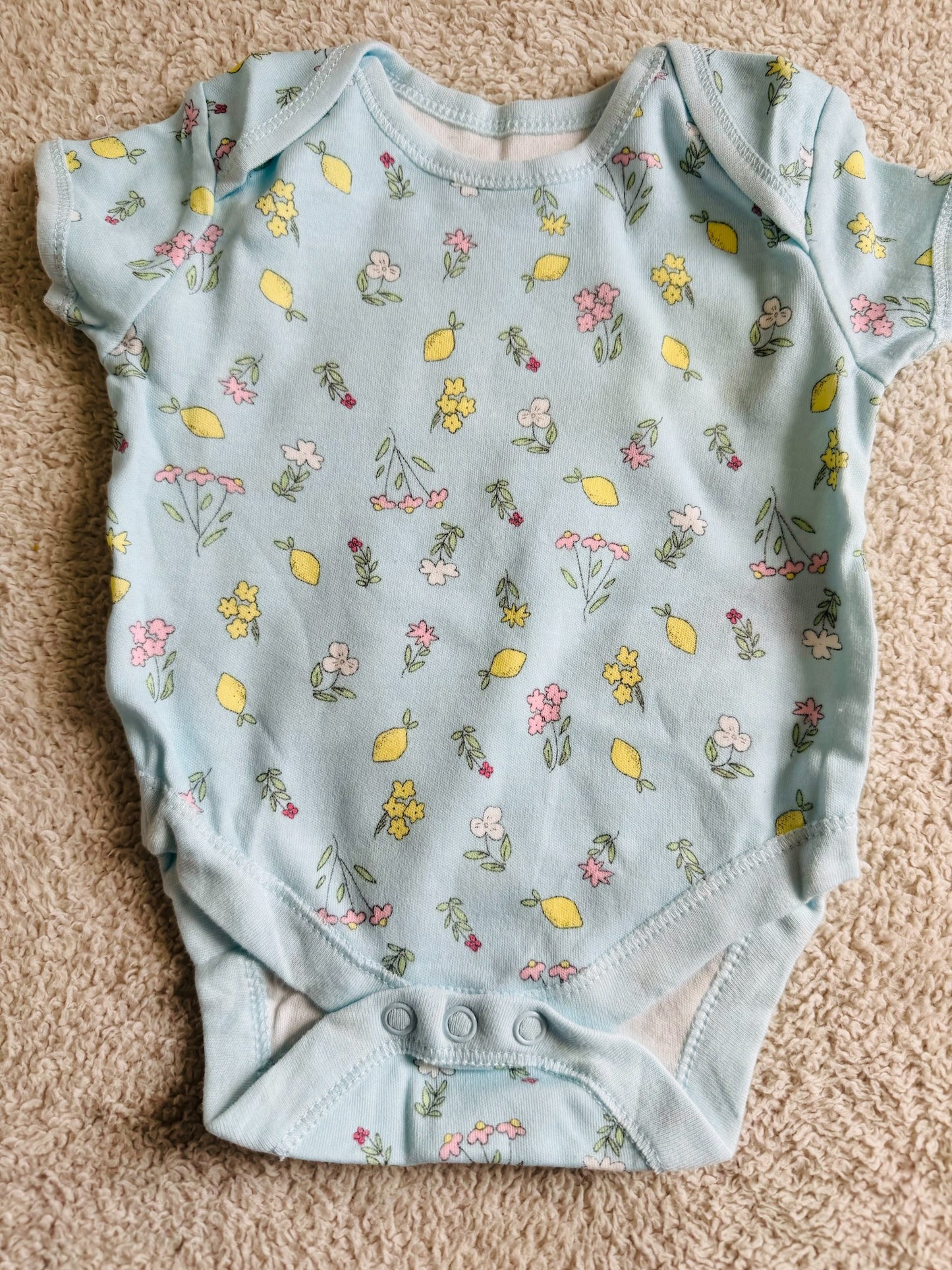 Half sleeves bodysuit - Multi flowers lemon blue