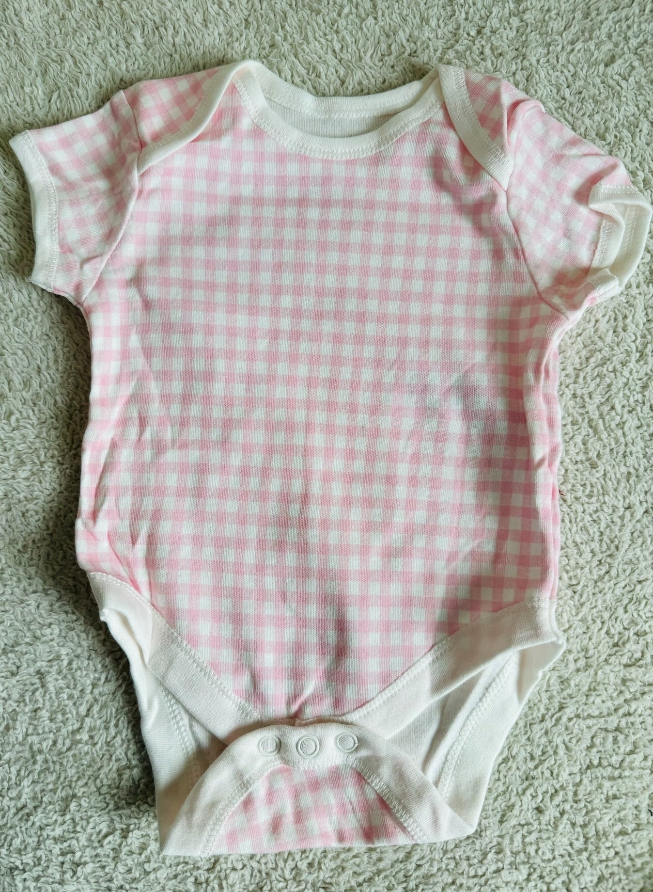 Half sleeves bodysuit - Pink white chequered