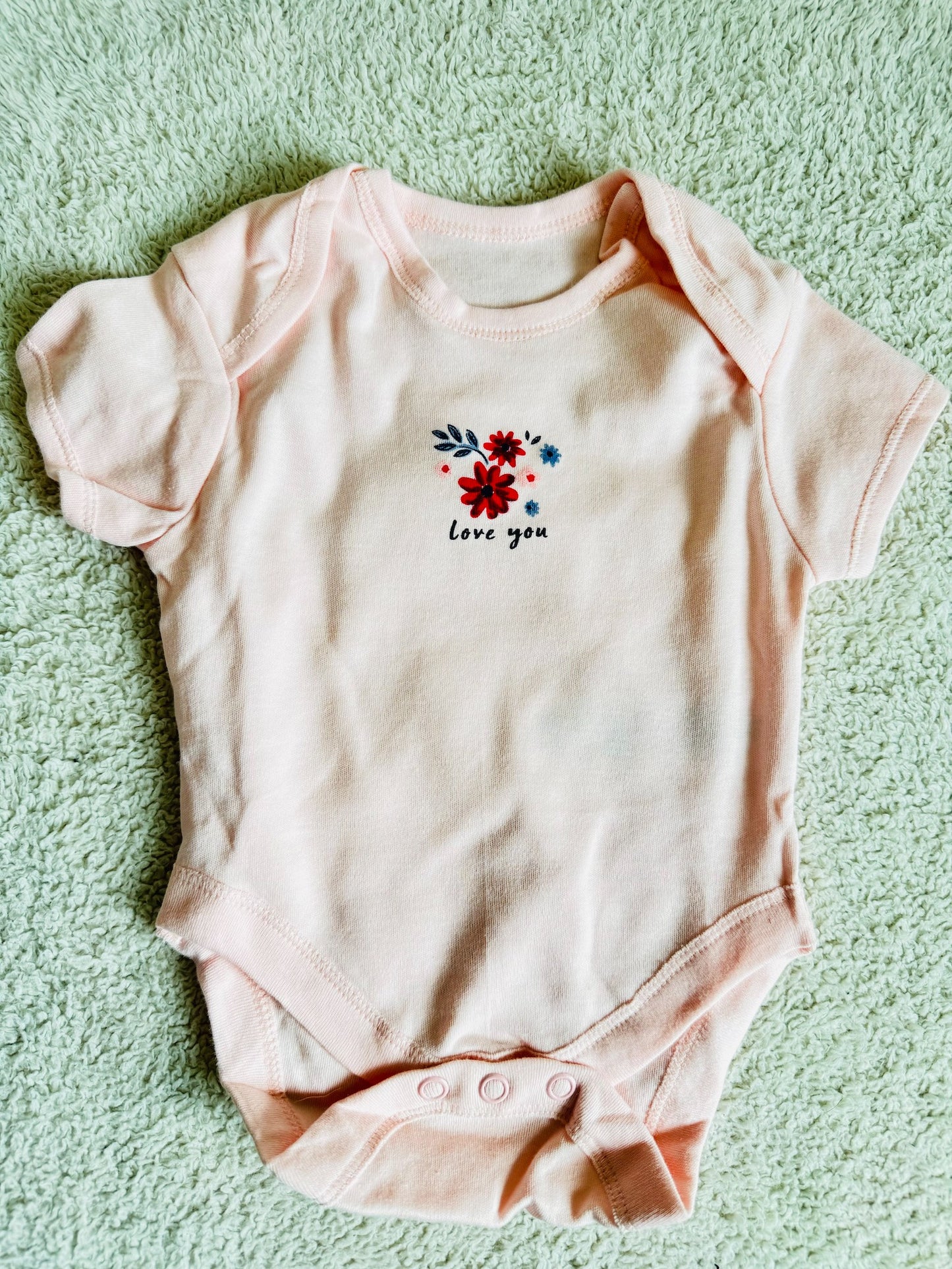 Half sleeves bodysuit - Love you flower pink