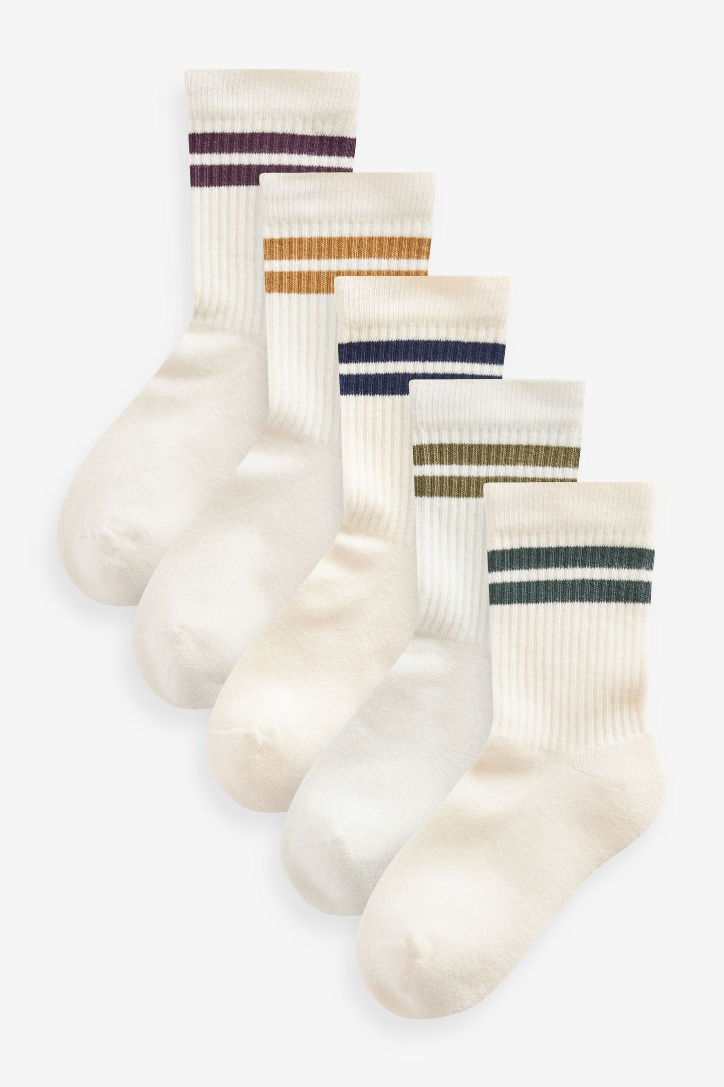 White Cotton Rich Ribbed Cushioned Sole Socks 5 Pack