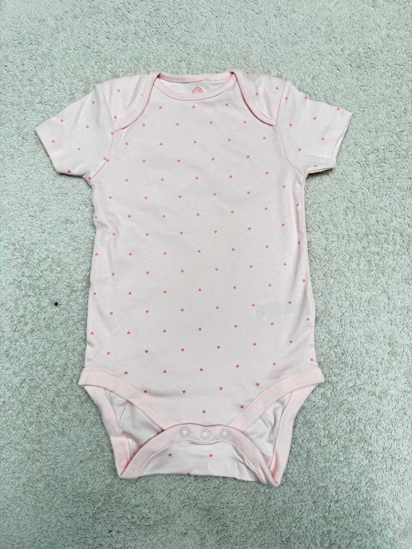 Pink Hearts Baby Short Sleeve Bodysuit