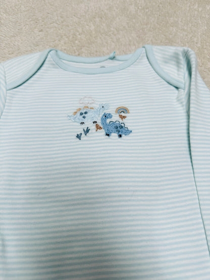 Romper - Full sleeves legless blue white stripes