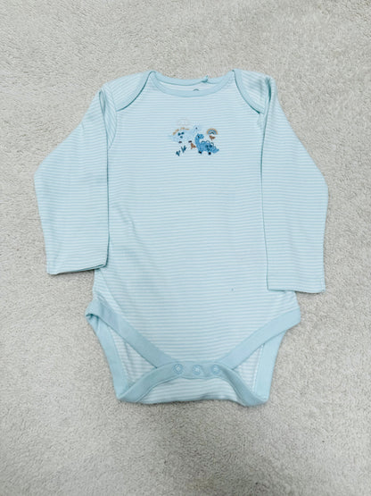 Romper - Full sleeves legless blue white stripes