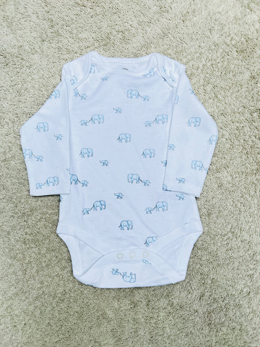 White Elephant Baby Long Sleeve Bodysuit