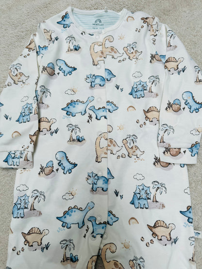 Sleepsuit - Full sleeves white dinos