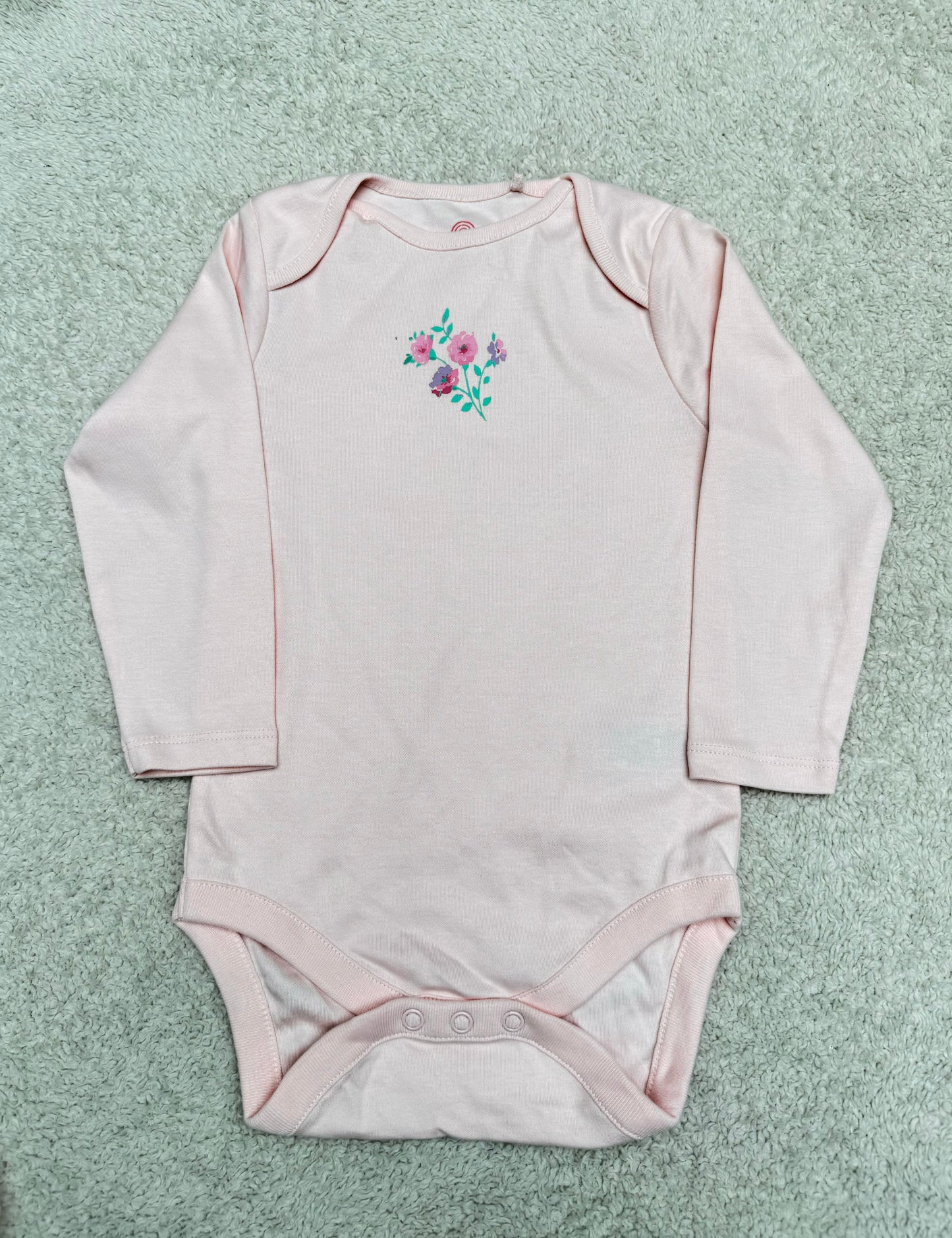 Baby Pink Flower Baby Long Sleeve Bodysuit