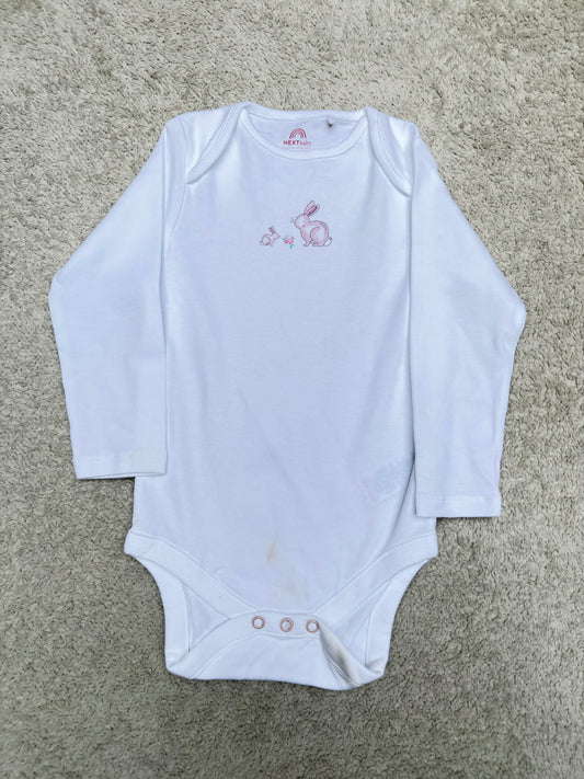 White Plain Bunny Baby Long Sleeve Bodysuit