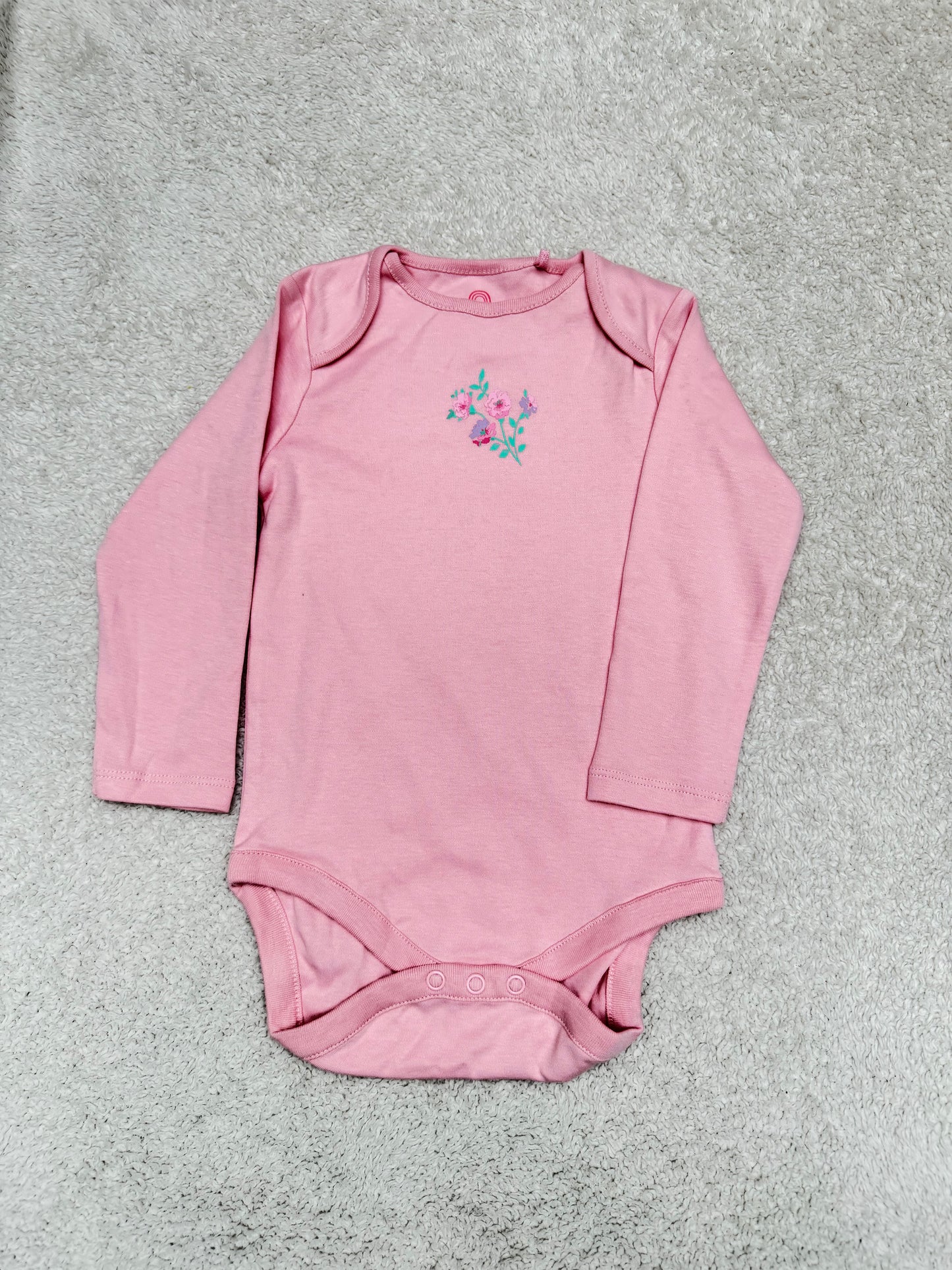 Pink Flower Baby Long Sleeve Bodysuit