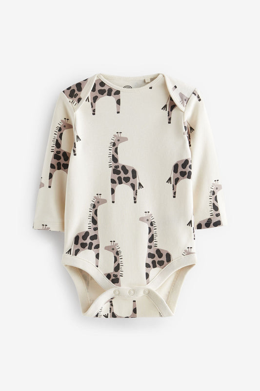 Romper - Full sleeves white giraffe