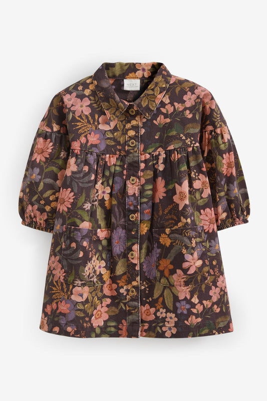 Chocolate floral print cotton shirt