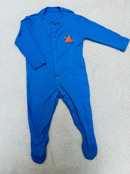 Blue Sleepsuit with Orange Dino
