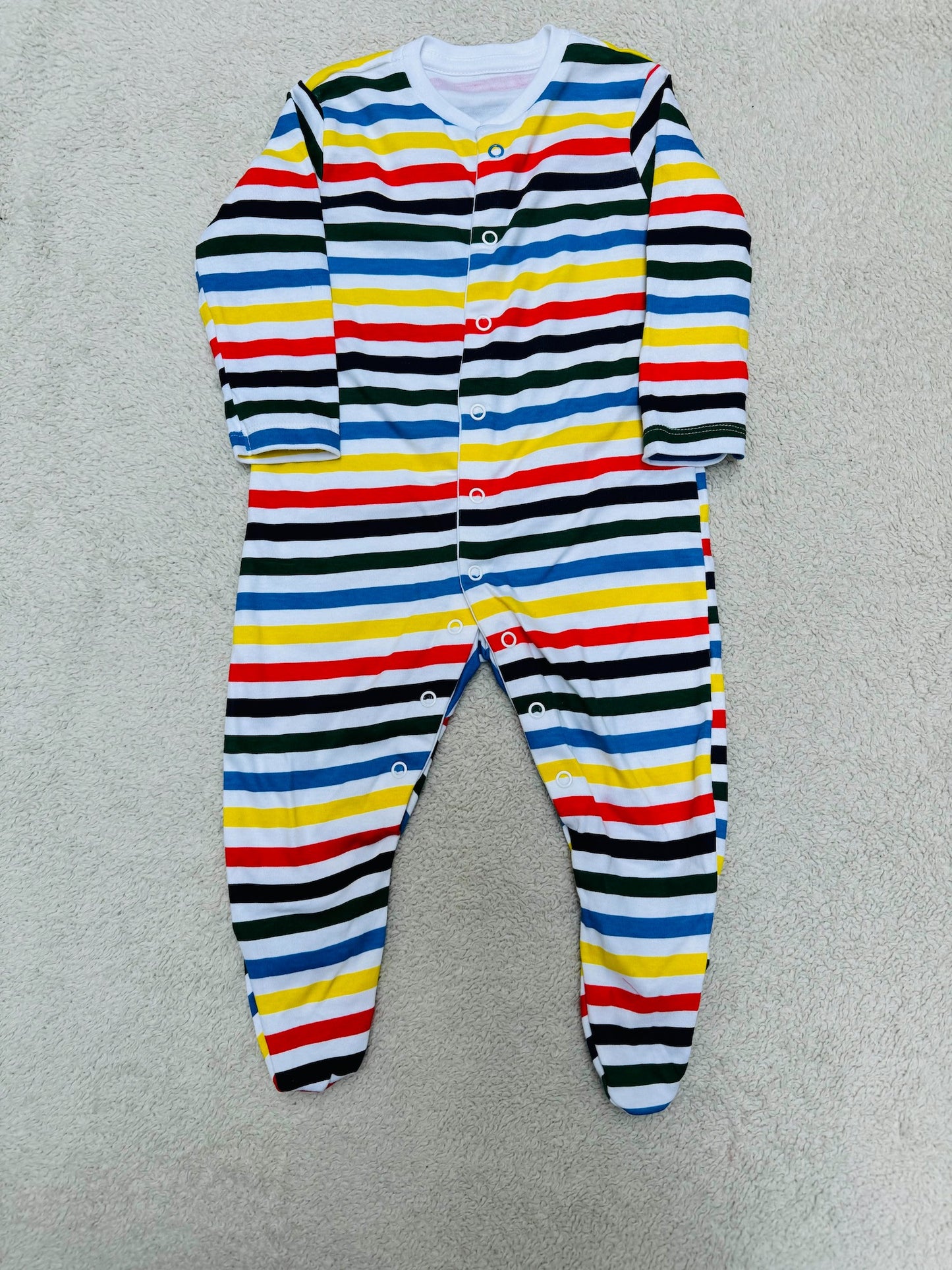 White Sleepsuit with Stripes