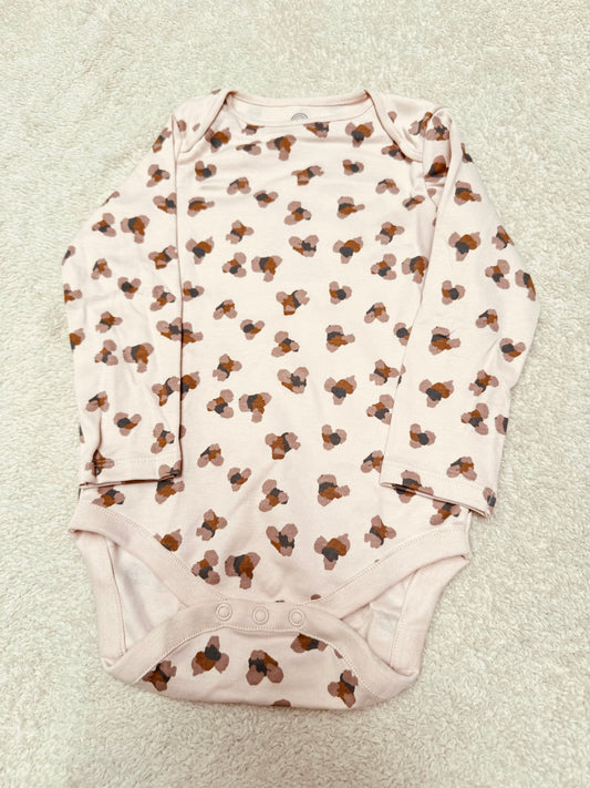 Long sleeves bodysuit light pink abstract