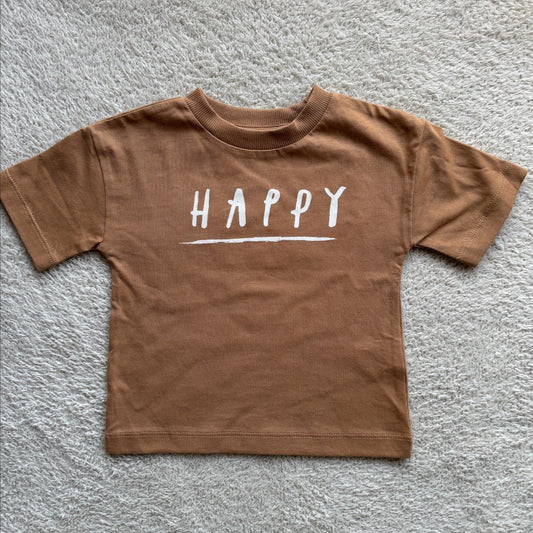 Half sleeves tshirt brown happy