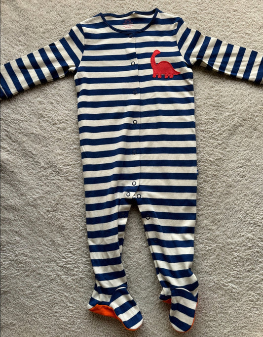 Jumper - Blue stripes on white and red dino