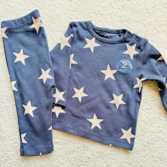 Two pieces set - Full sleeves navy blue with stars