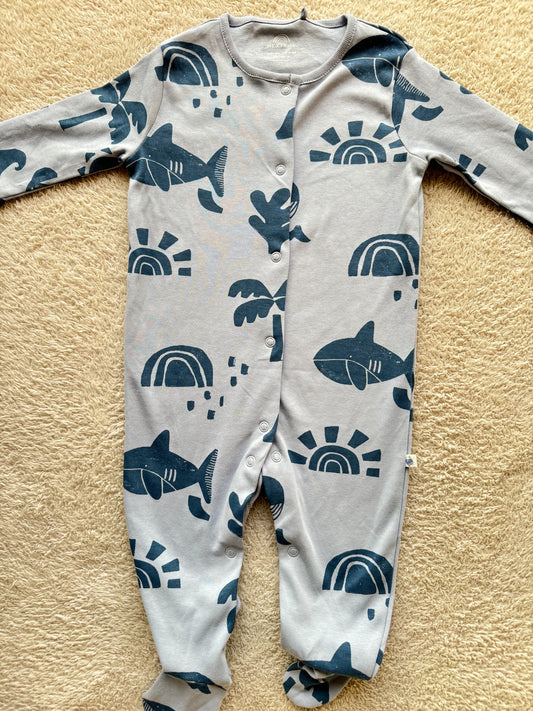 Jumper - Navy shark on blue
