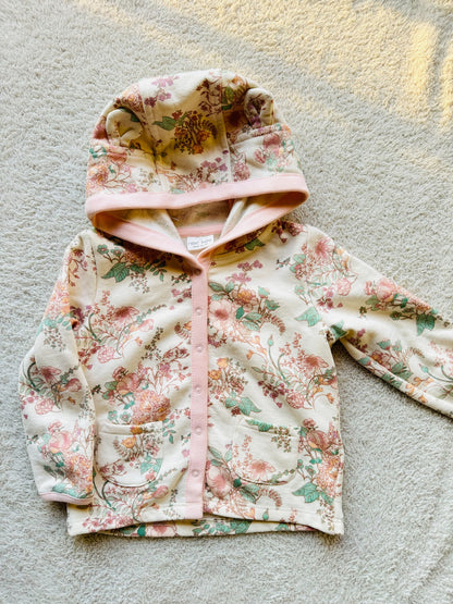 Hoodie - Buttoned with brown flowers