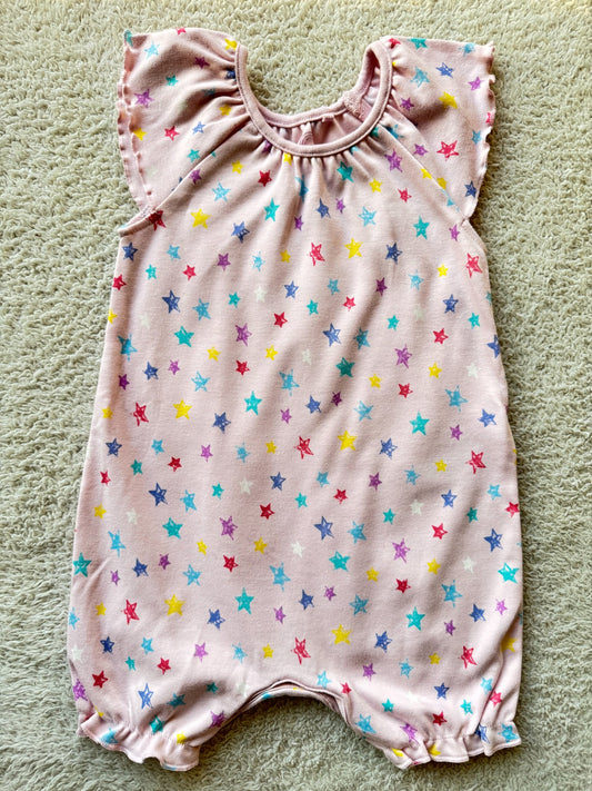 Bodysuit - Multi coloured stars on pink