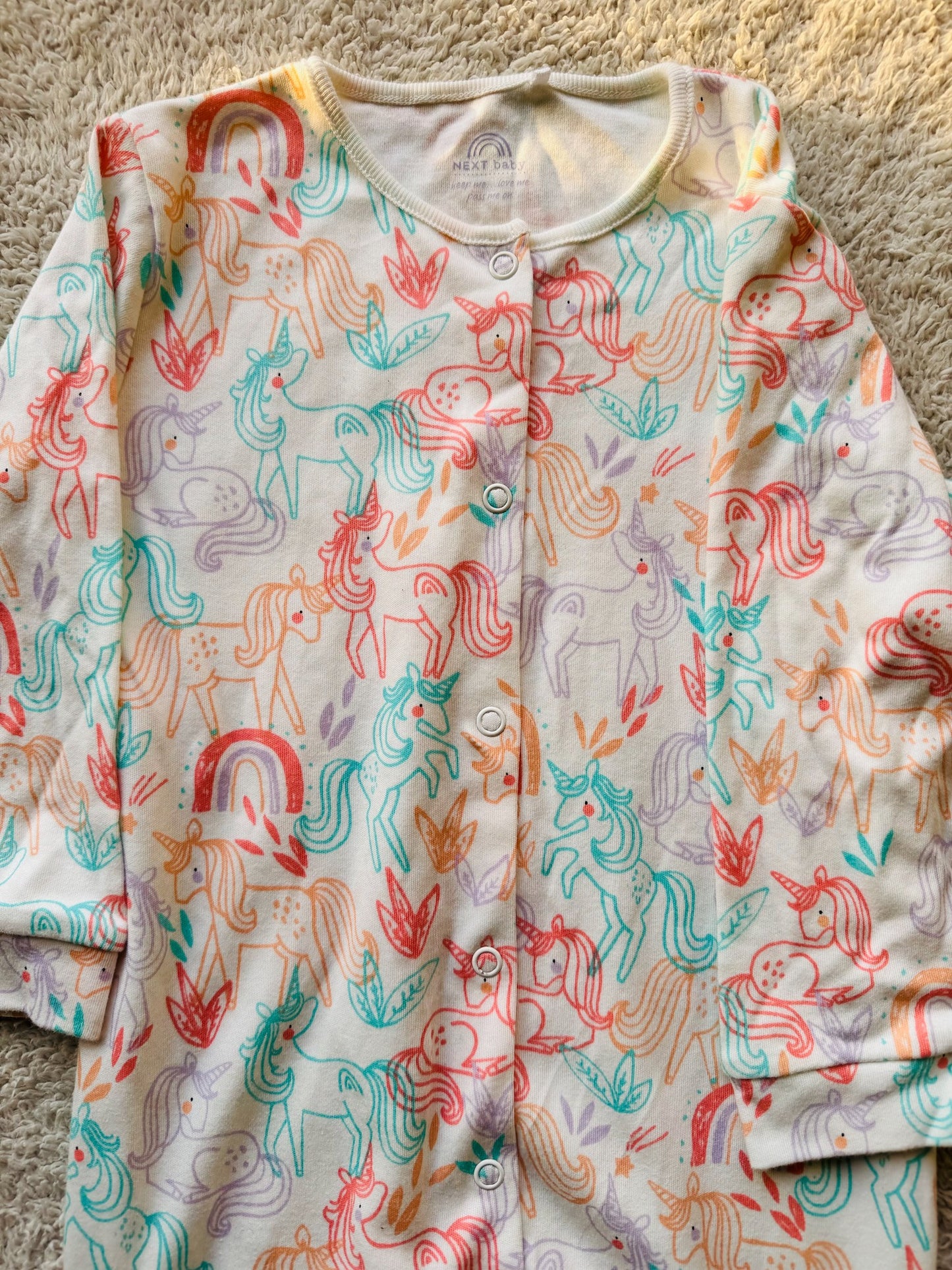 Bodysuit - Multi coloured unicorns on white