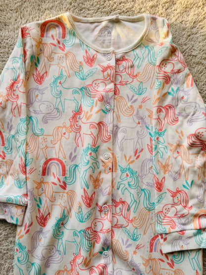 Bodysuit - Multi coloured unicorns on white