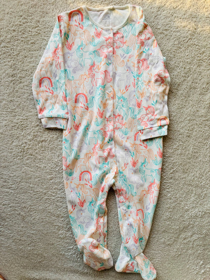 Bodysuit - Multi coloured unicorns on white