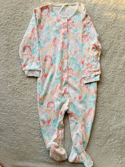 Bodysuit - Multi coloured unicorns on white