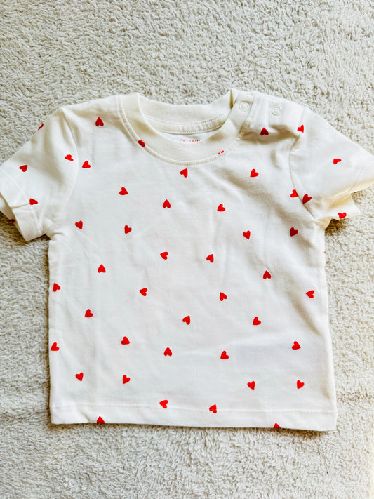 Round neck half sleeves tshirt Red Hearts